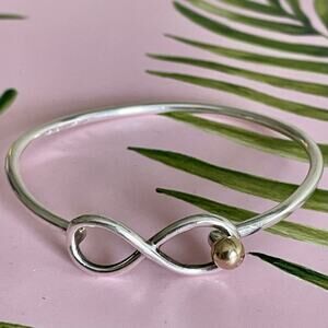 Cape Cod Infinity Bracelet 6” Sterling Silver & 14k Gold Figure 8 RARE